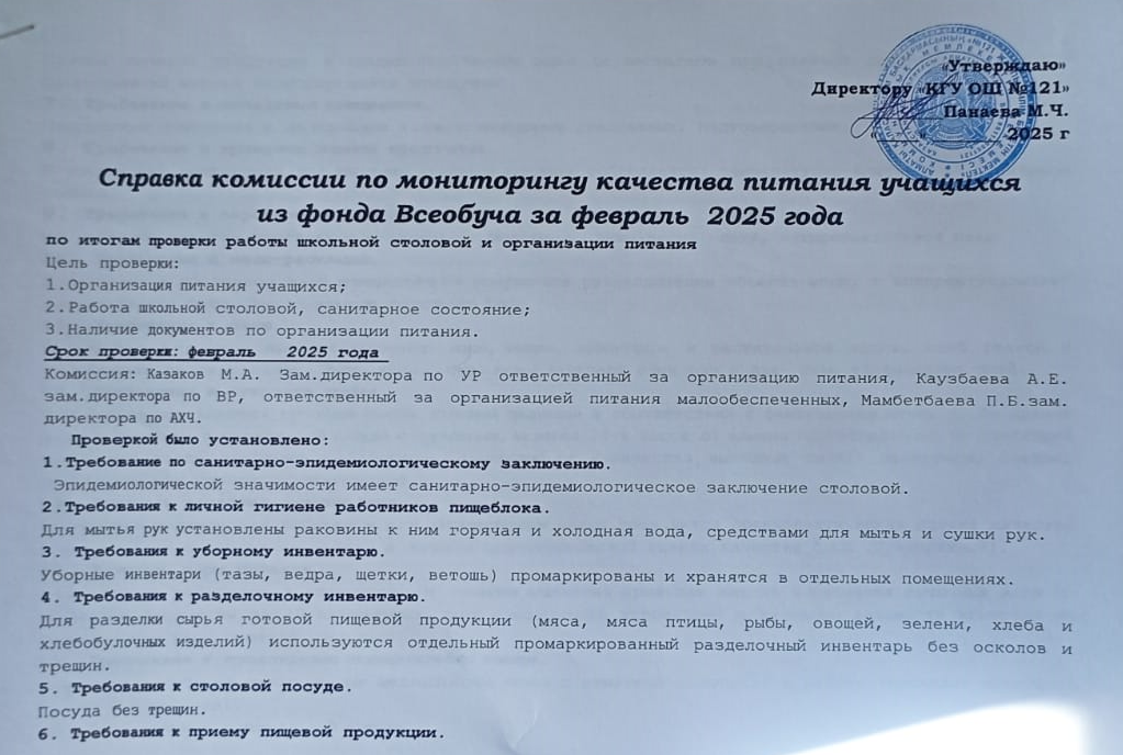 Справка мониторинг питания февраль 2025