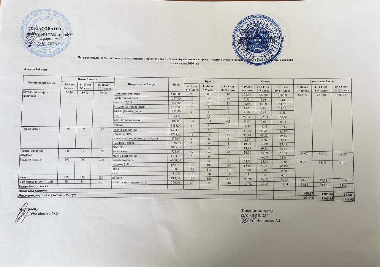 МЕНЮ 1.04.2026