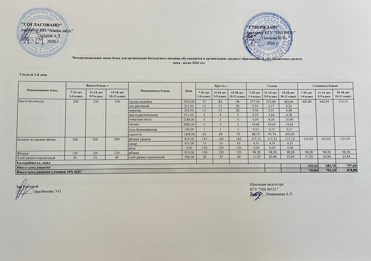 МЕНЮ 14.04.2026