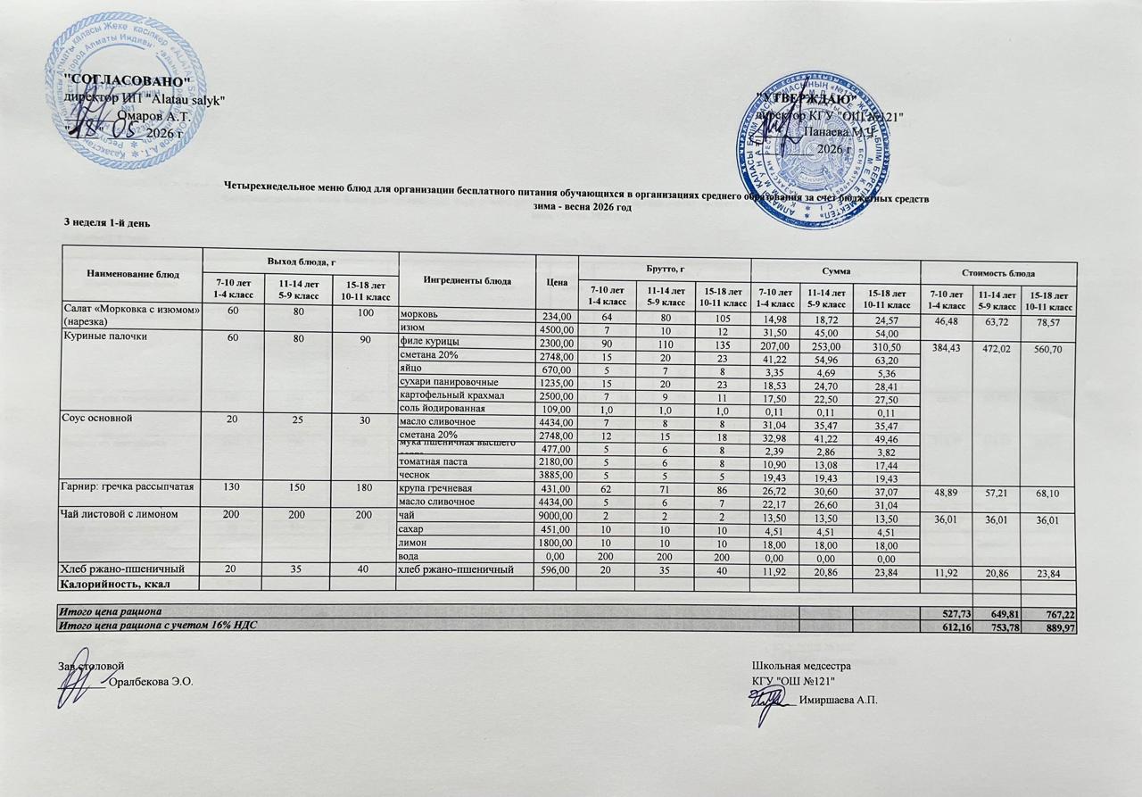 МЕНЮ 18.05.2026